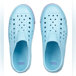 Kids' EVA Slip-On Shoes Light Blue with Rainbow Sole Great Water Shoe!